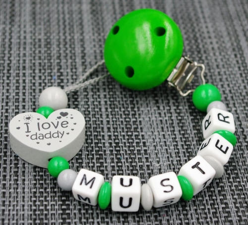 Schnullerkette mit Namen - I ♥ Daddy "Muster"