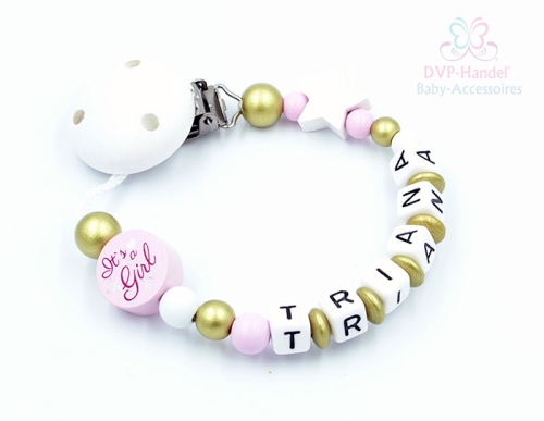 Schnullerkette mit Namen - It´s a Girl "Triana"