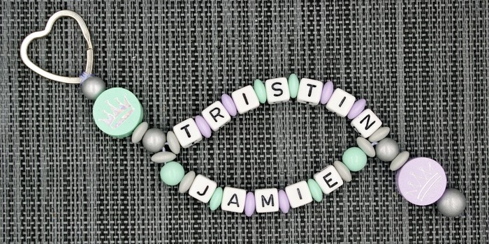 Schlüsselanhänger mit Namen - Glitzer Krone "Tristin"